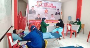 DPC Gerindra Gelar Donor Darah dan Penyaluran Ribuan Paket Sembako
