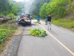 Mobil Pick Up Terbakar di Bunta, Begini Kronologinya