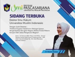 Raih Doktor Ilmu Hukum di UMI Makassar, Dekan FH Untika Beri Selamat ke Sri Wulan Hadjar