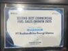 SPBU Singkoyo Raih Penghargaan Seccond Best Commercial Fuel Sales Grouth