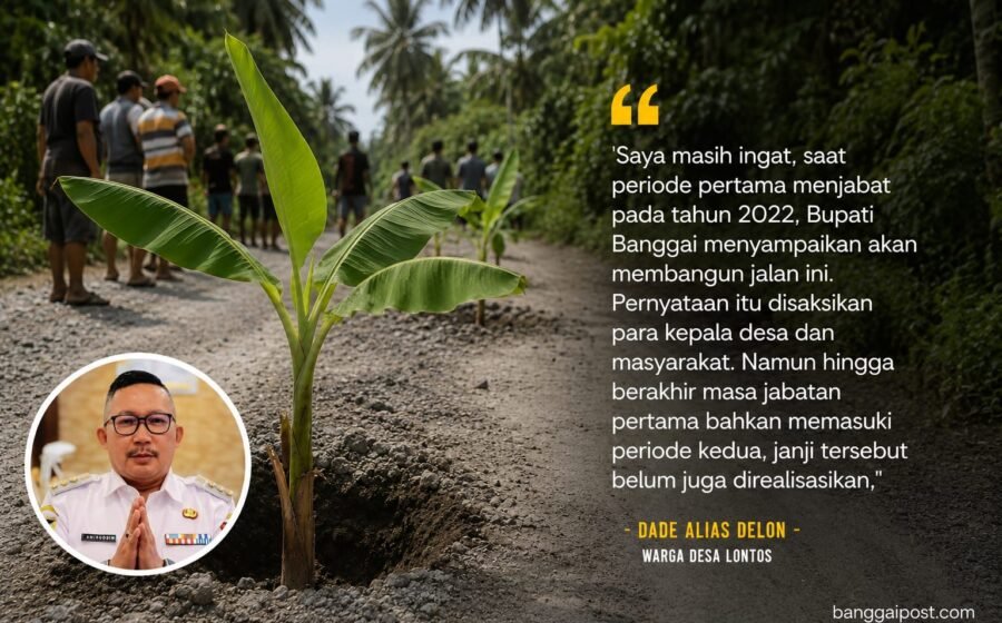 Tagih Janji Bupati, Warga Luwuk Timur Tanam Pohon di Jalan