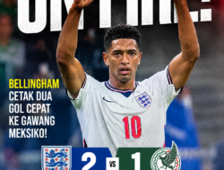 Babak 1: Bellingham Cetak Brace, Inggris Unggul 2-1 atas Meksiko