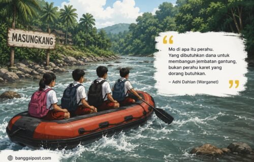 Warganet: Janji Jembatan yang Datang Perahu Karet