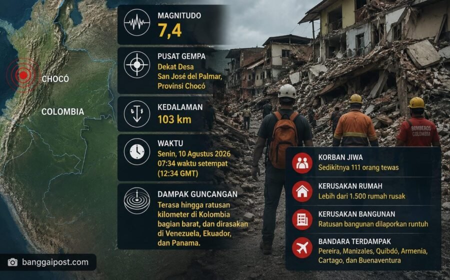 Gempa M 7,4 Guncang Kolombia, Sedikitnya 111 Orang Tewas