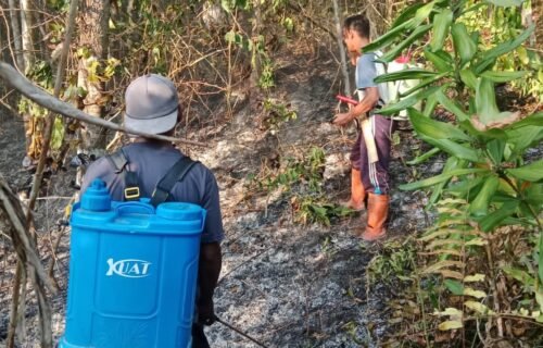 Pemdes dan Masyarakat Gotong Royong Padamkan Api yang Melalap Lahan Warga di Desa Lokotoy