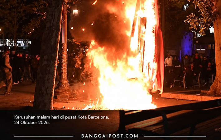 Barcelona Porak-Poranda: Massa Jarah Toko, Bakar Jalanan, 128 Orang Ditangkap