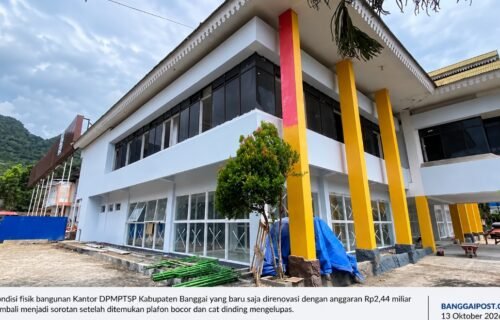 Plafon Bocor dan Cat Mengelupas, Mutu Renovasi Kantor DPMPTSP Banggai Rp2,44 Miliar Disorot, PUPR Pastikan Periksa 