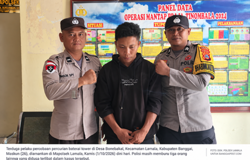 Polsek Lamala Amankan Satu Terduga Pelaku Pencurian Baterai Tower, Tiga Lainnya Diburu